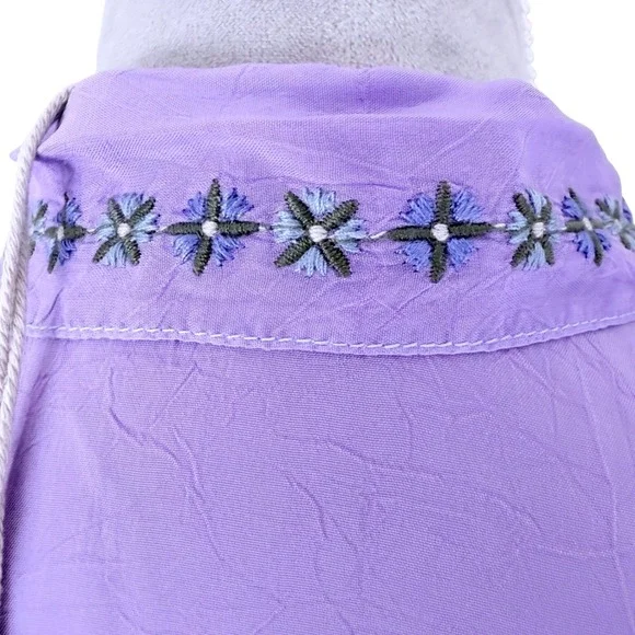 Johnny Was Slim Audrey Tunic Womens Boho M Lavender Embroidered Butterfly Top - Picture 11 of 16